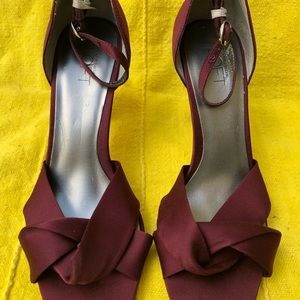 Ann Taylor’s Burgundy Satin Heels, Size 8